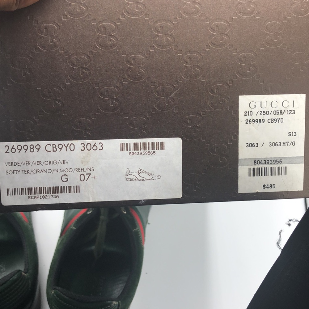 Gucci Verde Softy Tec Cirano Sneakers Men’s Gucci 7.5 US 8 Shoes - Picture 12 of 16